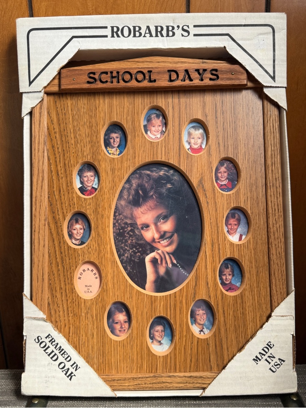 'School Days' Solid Oak Multi-Opening Picture Frame - Brown